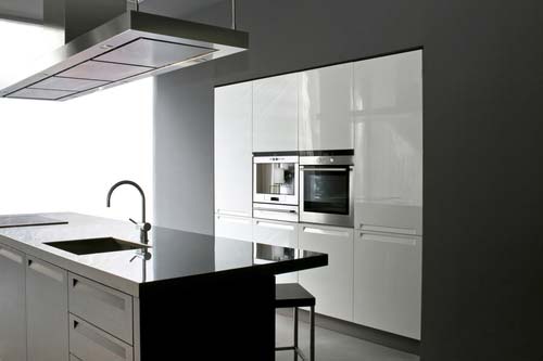 sleek kitchen traditional materials modern design