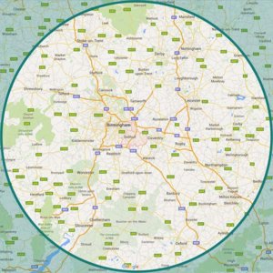Location map: Midlands, East Midlands, Warwickshire, Worcestershire, Shropshire